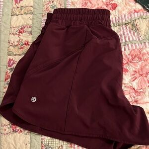 Lululemon Burgundy Track That Short 5 Athletic Shorts